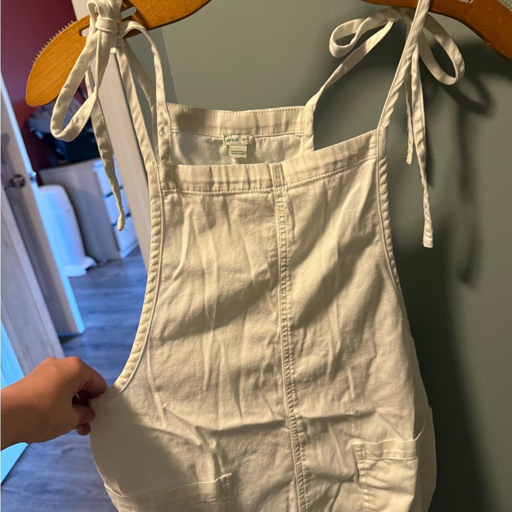 Aerie Cream Tie-Strap Overalls
